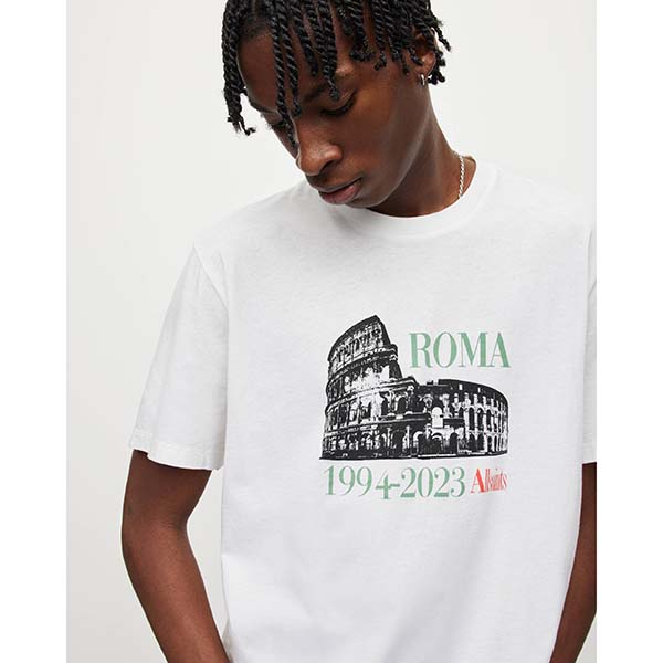 Allsaints Australia Mens Roma Crew T-Shirt White AU07-805